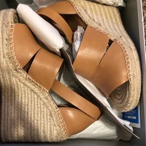 Tan leather wedge